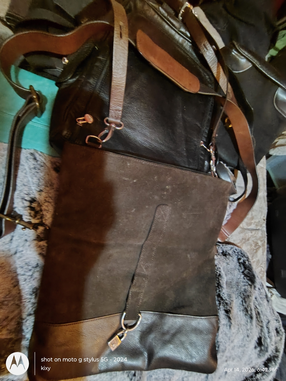 UNO de 50 Brown Leather & Suede  Bag